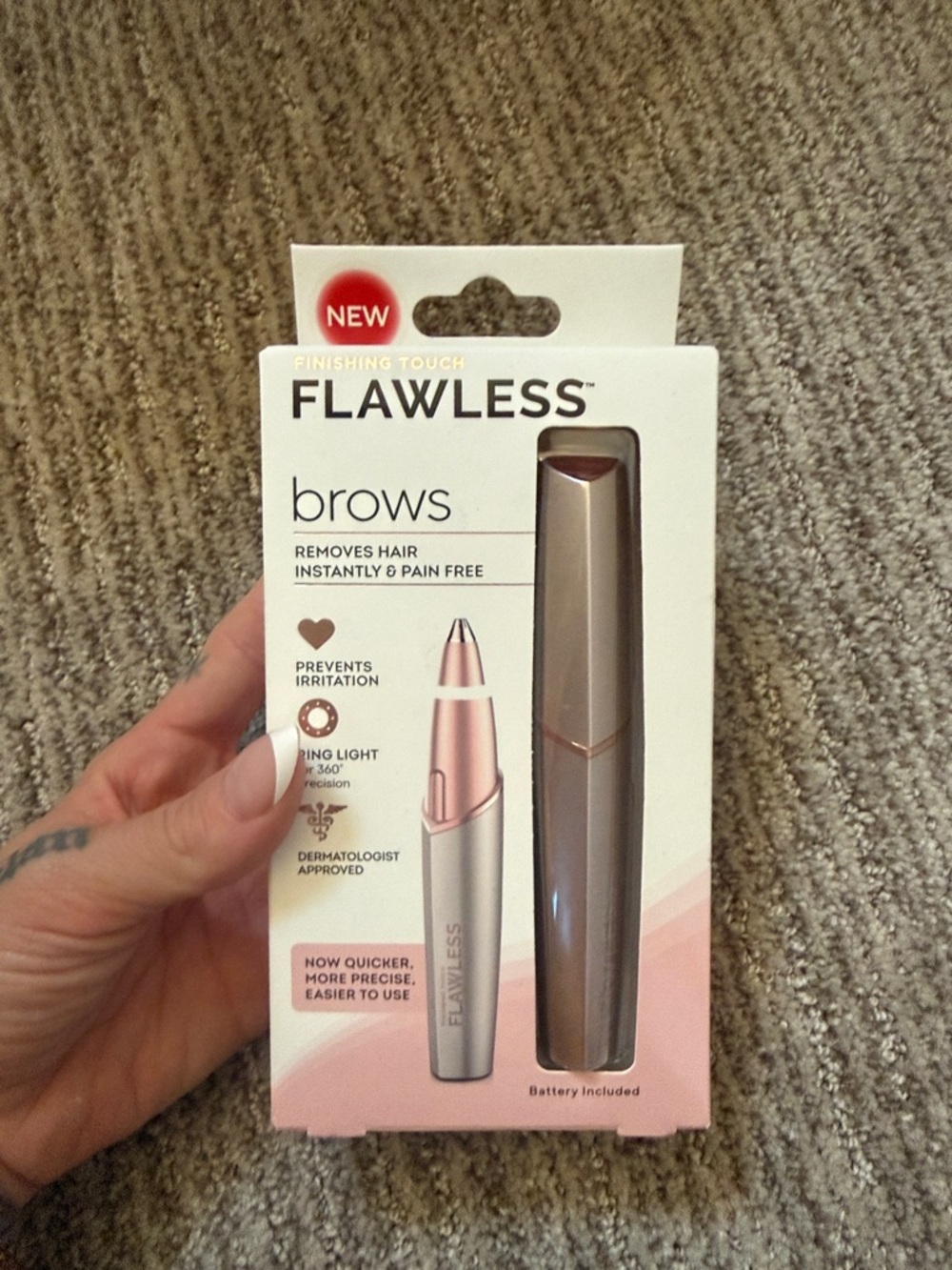 Flawless Finishing Touch Brows Electric Eyebrow Trimmer - Rose Gold